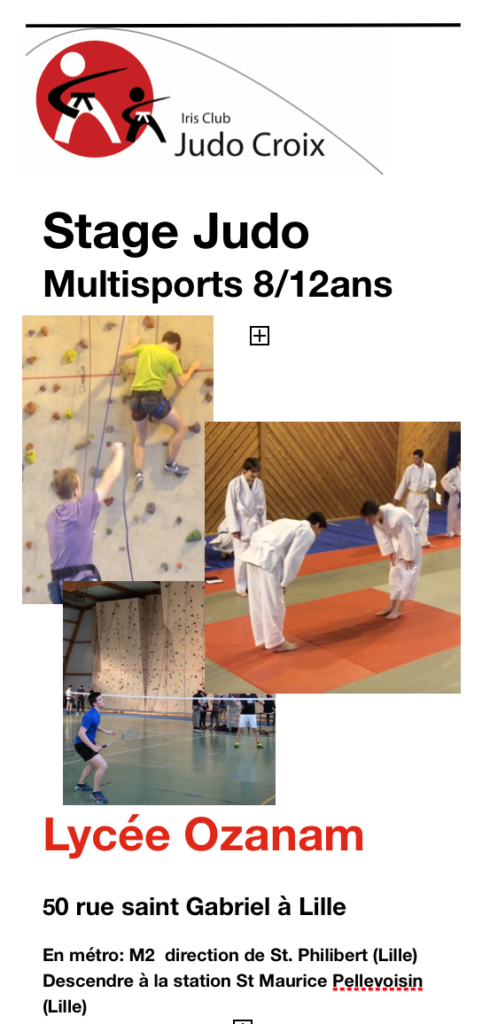 Stage de judo/multisports pour les 8/12 ans