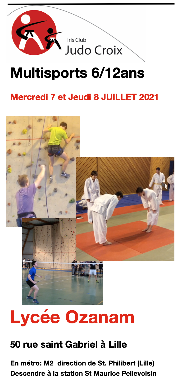 INFO STAGE D'ETE  MULTISPORTS/JUDO